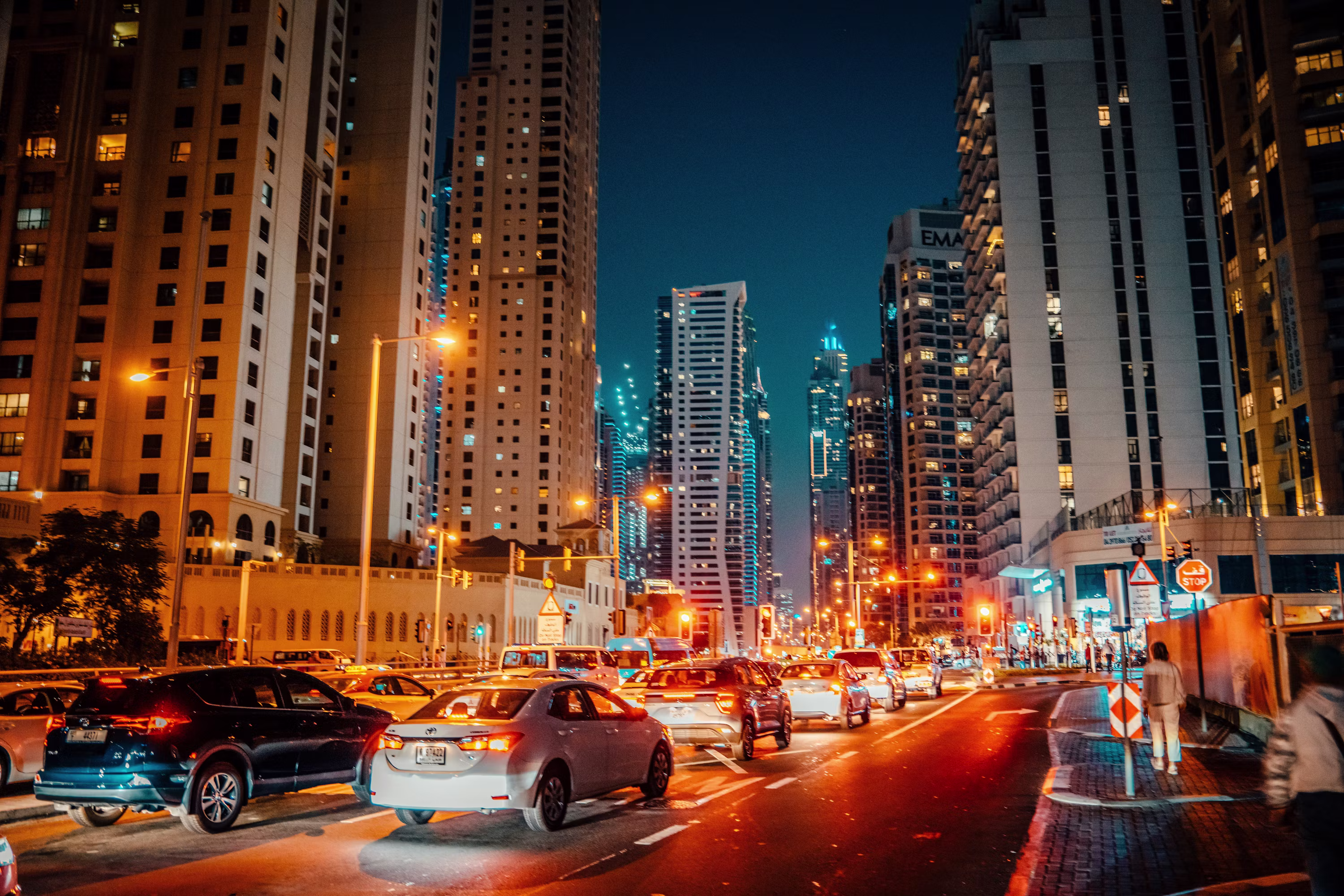 Dubai safe city night scene 2026